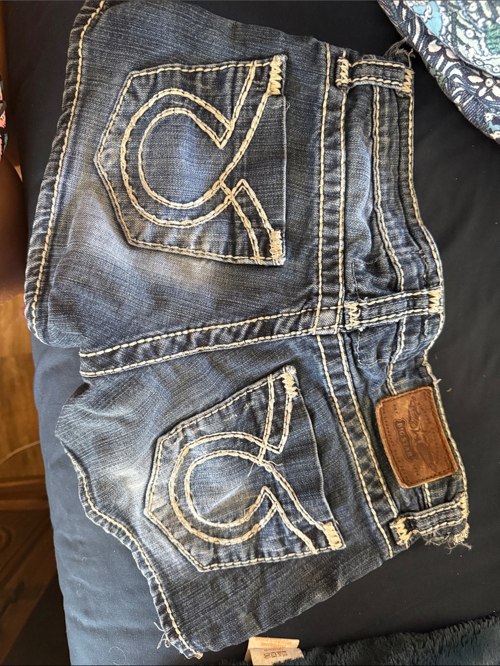 Big Star Denim Jean Shorts - Dark Blue with Contrast Stitching